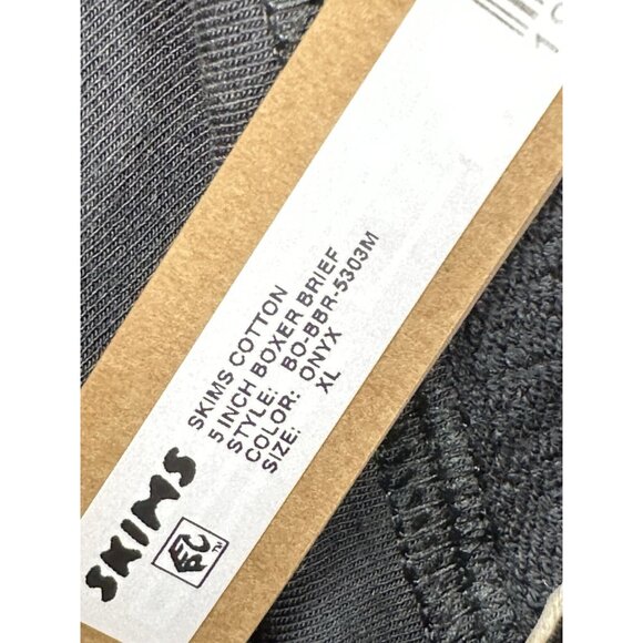 SKIMS COTTON MENS 5" BOXER BRIEF ONYX BLACK NWT XL - Picture 4 of 9